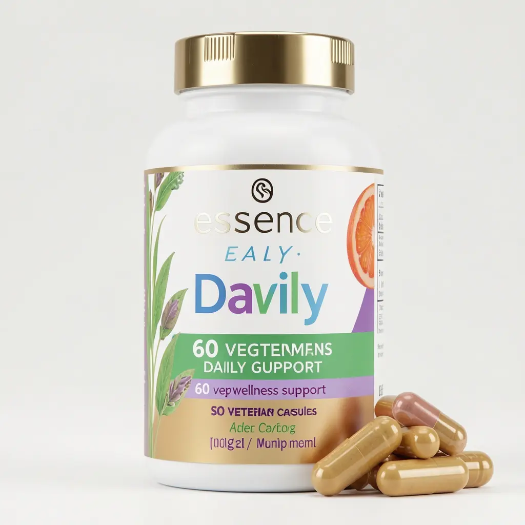 Essence Daily dietary supplement bottle — 60 vegetarian capsules for daily wellness support